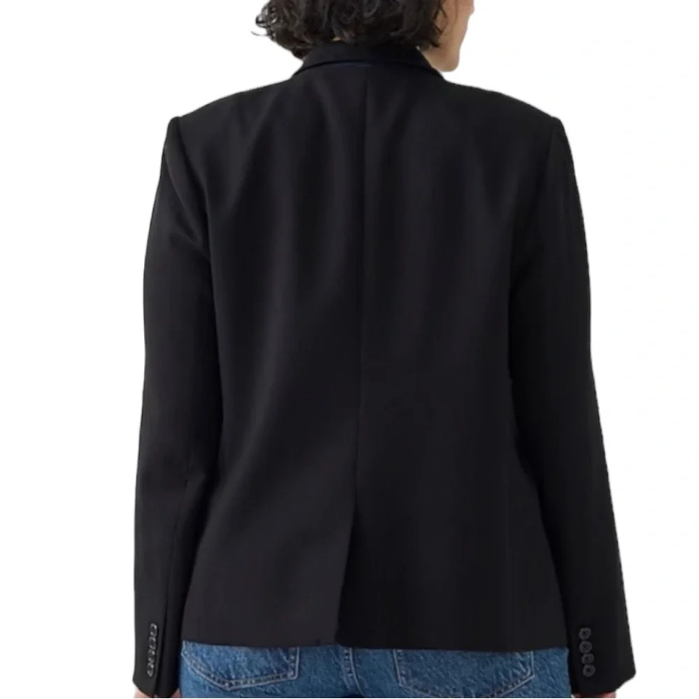 J Crew Black All Season Cotton Bi-Stretch  One Button Closure Blazer Jacket - Picture 4 of 13